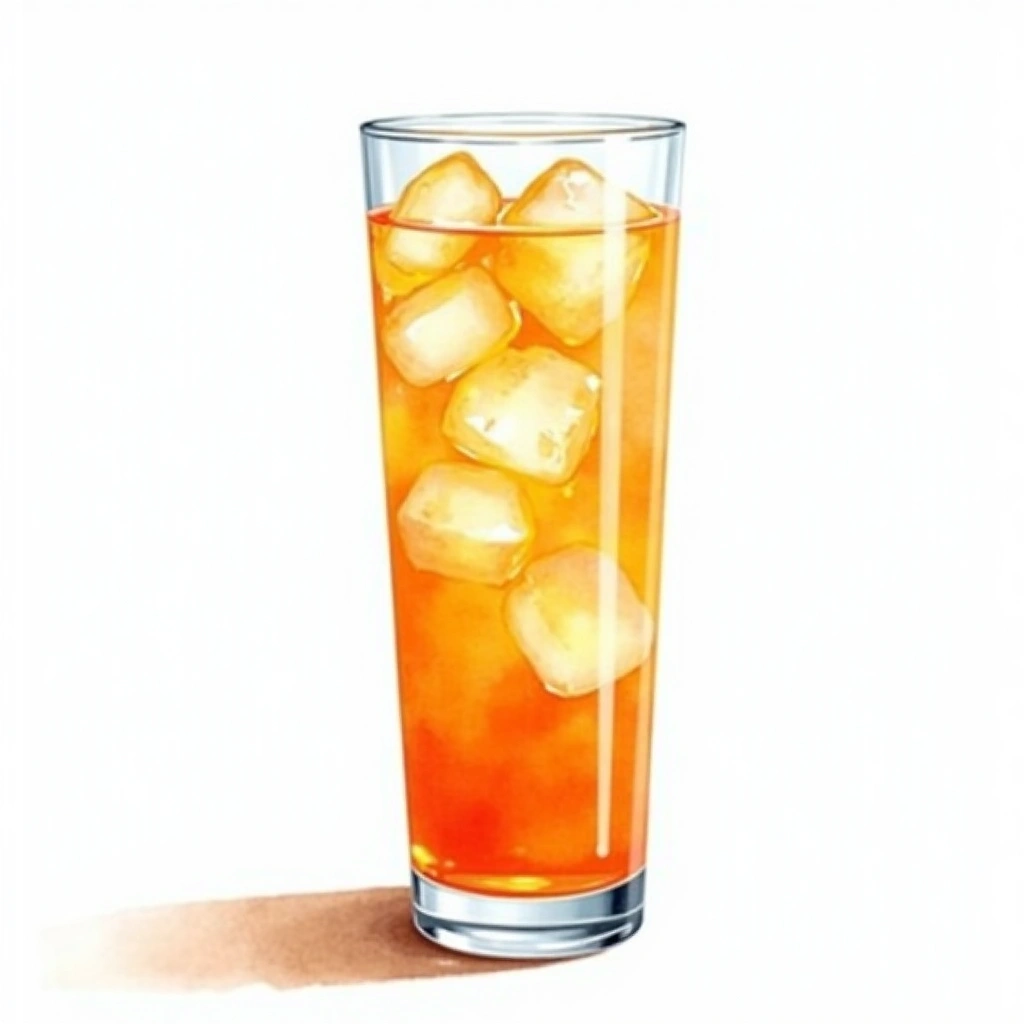 Pysch Vitamin Light cocktail in a collins glass — made with Orange juice, Apple Juice, and Pineapple juice