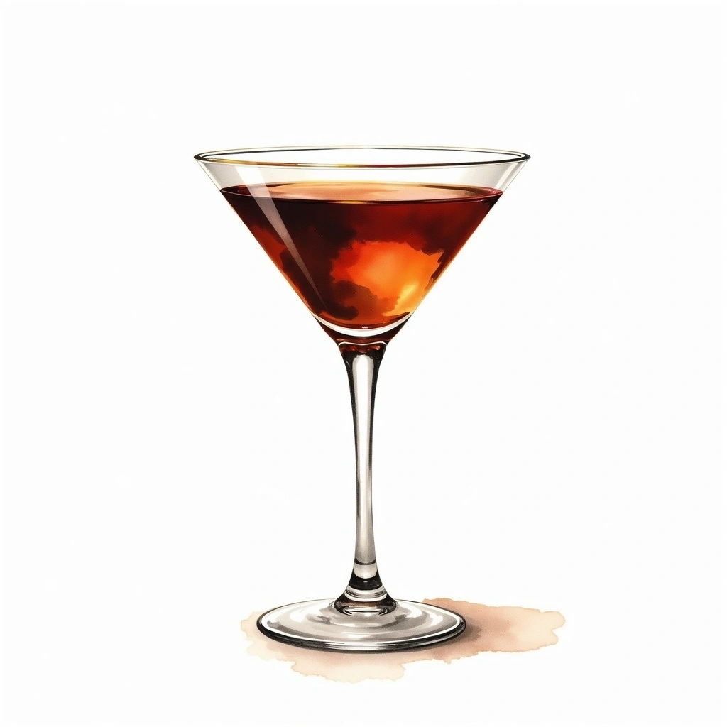 Quentin cocktail in a cocktail glass — made with Dark Rum, Kahlua, and Light cream