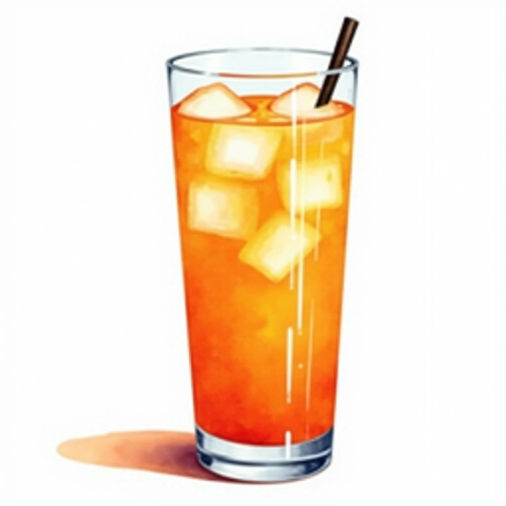 Quick-sand cocktail in a highball glass — made with Black Sambuca and Orange juice