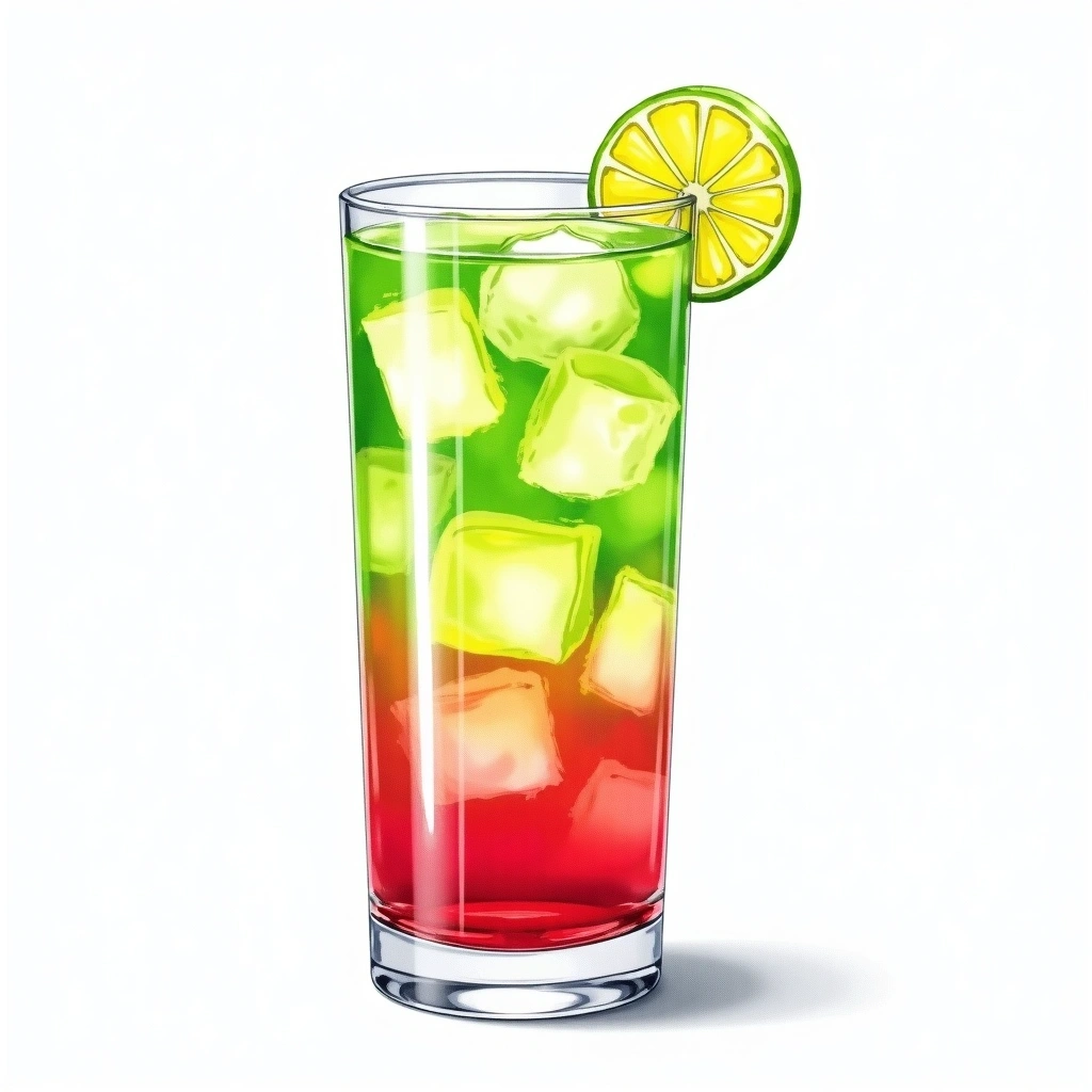 Raspberry Cooler cocktail in a highball glass — made with Raspberry vodka, Lemon-lime soda, and Ice