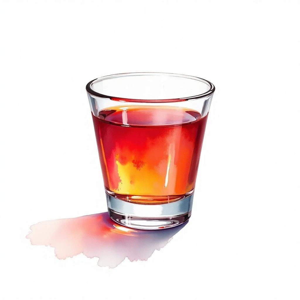 Royal Bitch cocktail in a shot glass — made with Frangelico and Crown Royal
