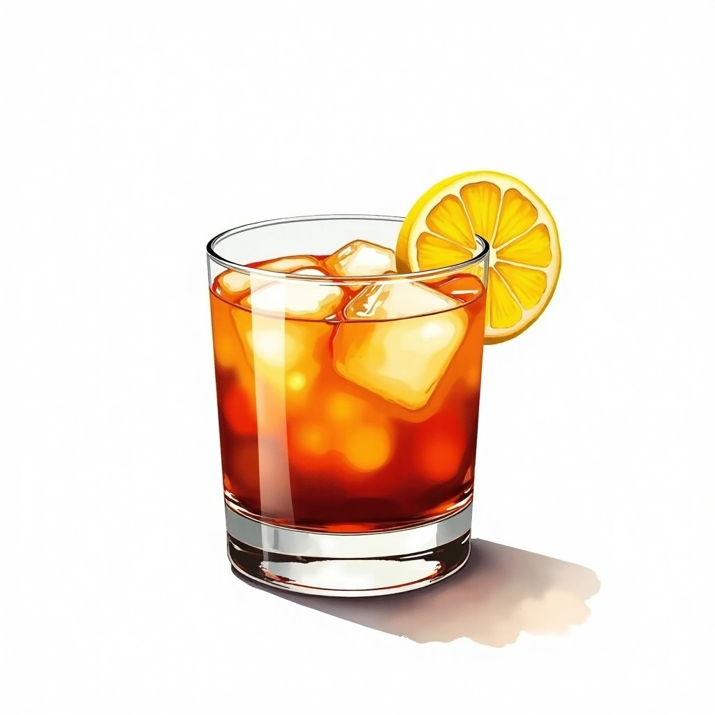 Rum Cobbler cocktail in a old-fashioned glass — made with Sugar, Club soda, and Lemon