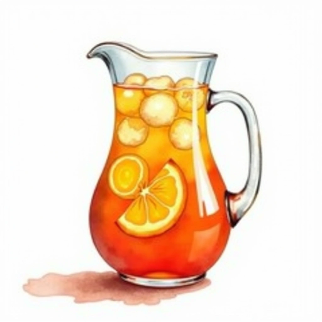 Sangria cocktail in a pitcher — made with Red wine, Sugar, and Orange juice