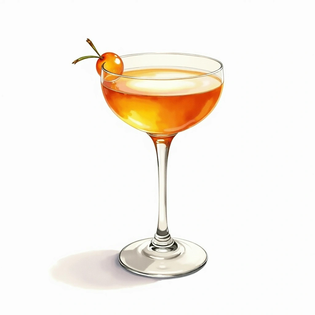 Sherry Flip cocktail in a nick and nora glass — made with Sherry, Light cream, and Powdered sugar