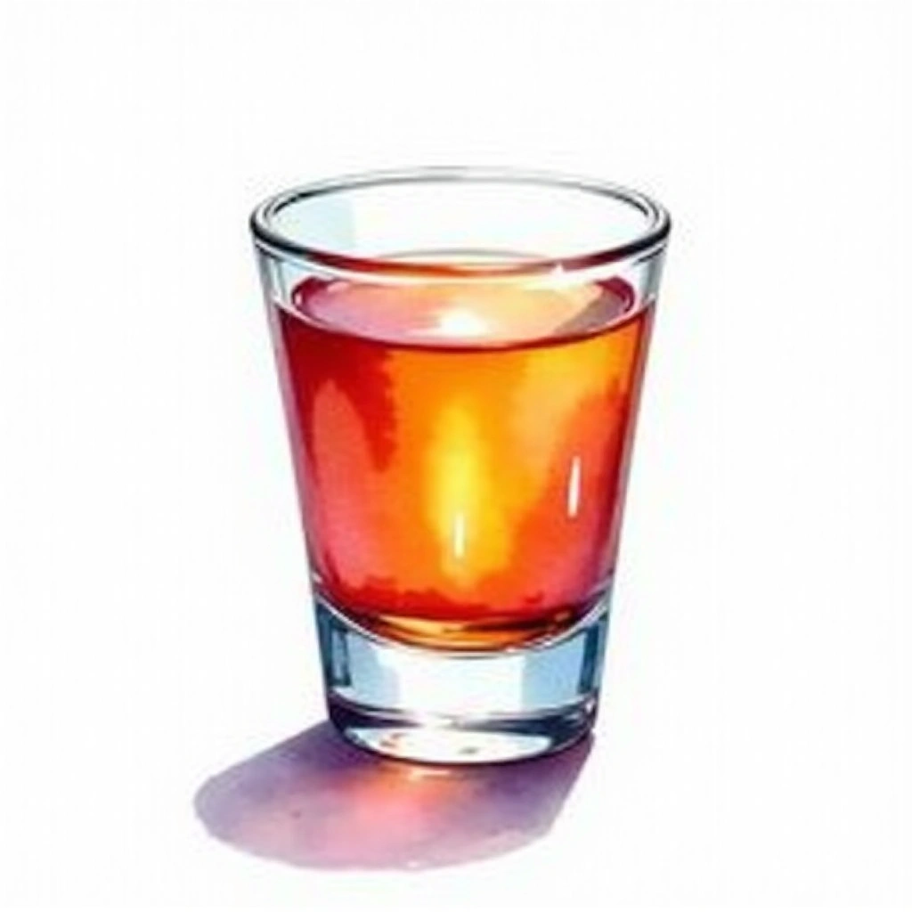 Shot-gun cocktail in a shot glass — made with Jim Beam, Jack Daniels, and Wild Turkey