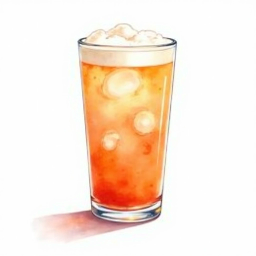Smut cocktail in a beer mug — made with Red wine, Peach schnapps, and Pepsi Cola