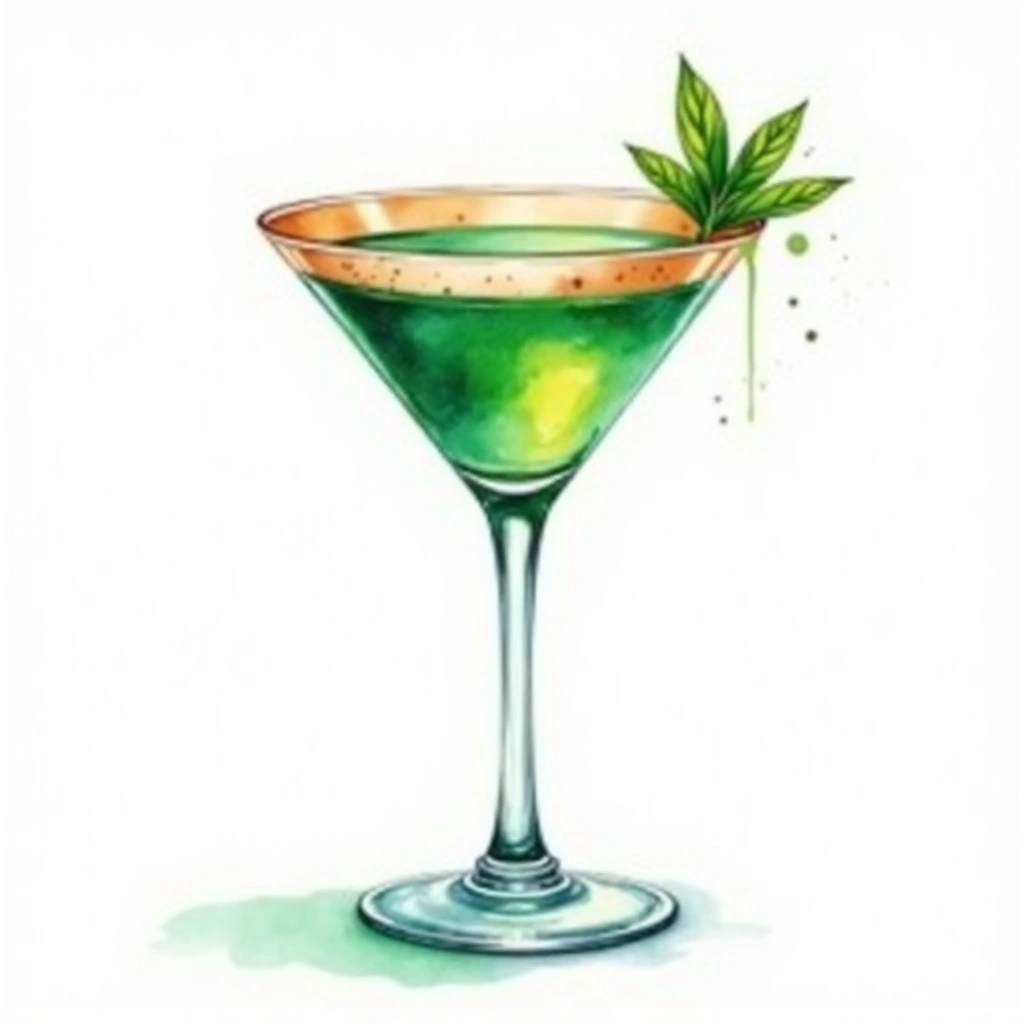 Stinger cocktail in a cocktail glass — made with Brandy and White Creme de Menthe