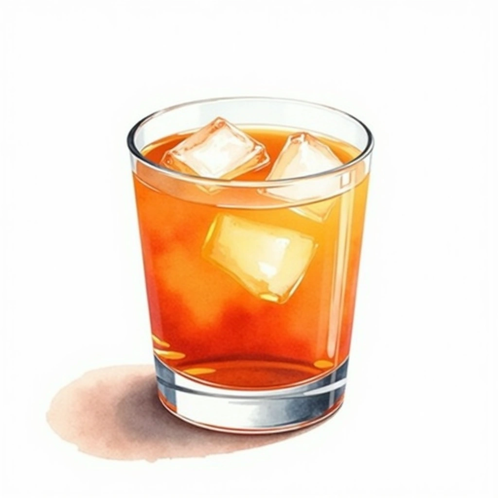 Stone Sour cocktail in a whiskey sour glass — made with Apricot Brandy, Orange juice, and Sweet and Sour