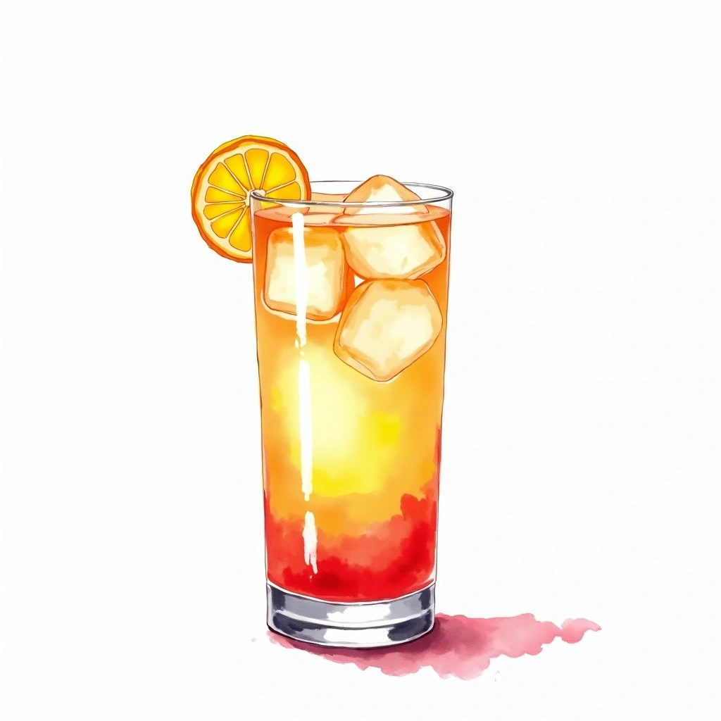 Tequila Fizz cocktail in a collins glass — made with Tequila, Lemon Juice, and Grenadine