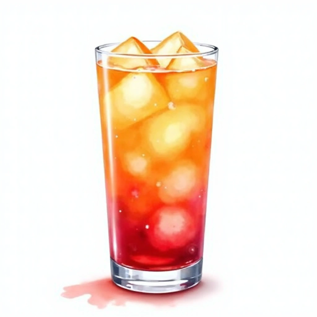 Tequila Sunrise cocktail in a highball glass — made with Tequila, Orange juice, and Grenadine