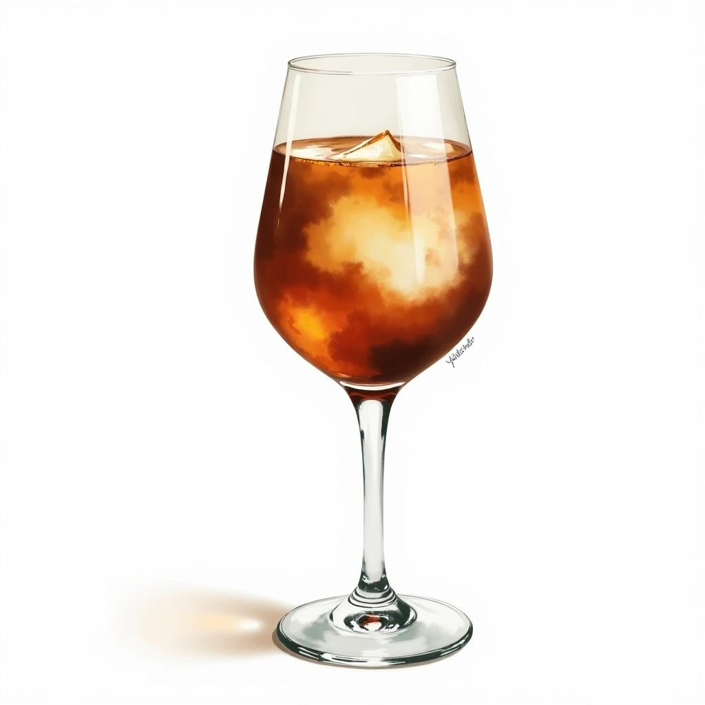 Texas Sling cocktail in a wine glass — made with Kahlua, Irish cream, and Amaretto
