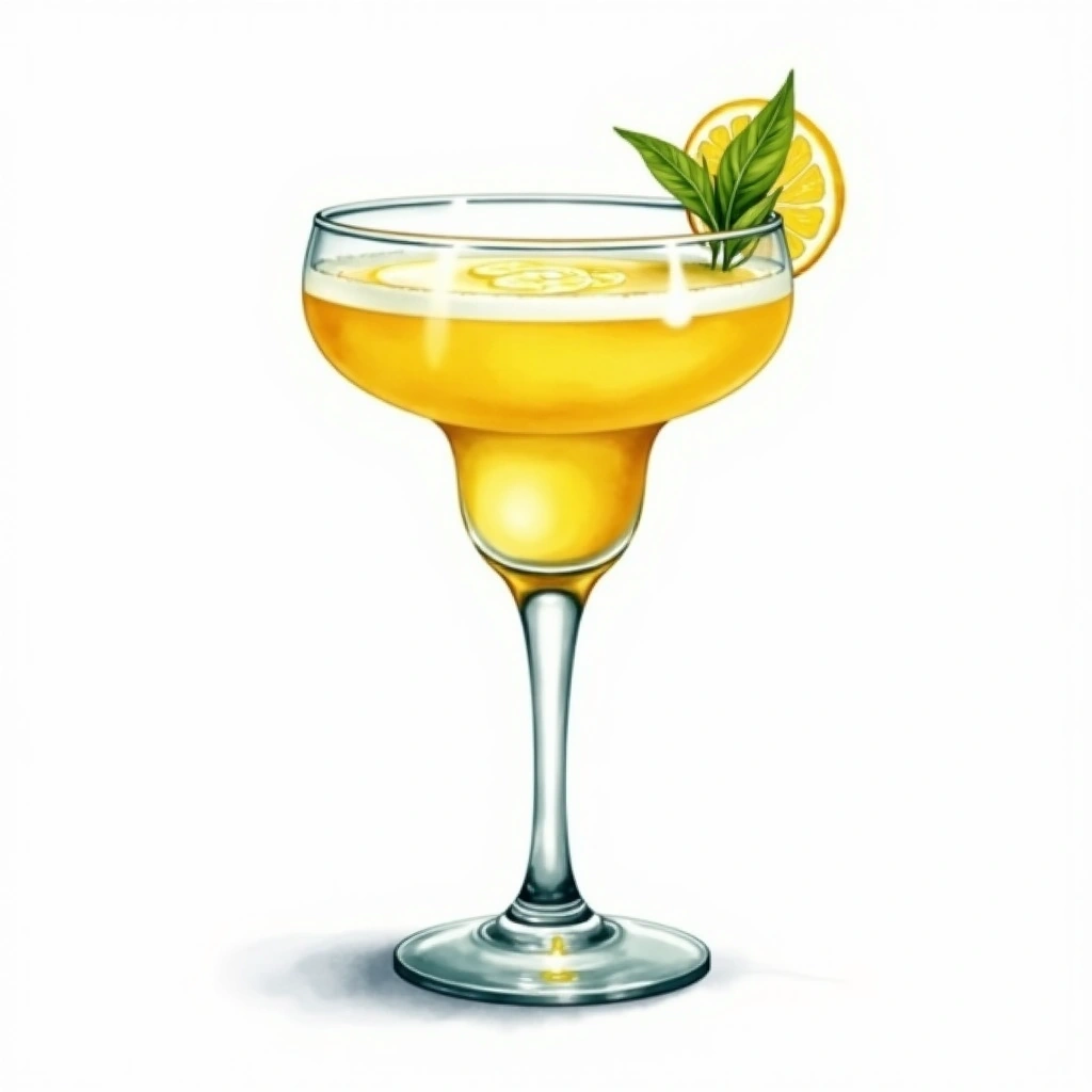 The Philosopher cocktail in a margarita glass — made with Gin, Melon Liqueur, and Orange bitters