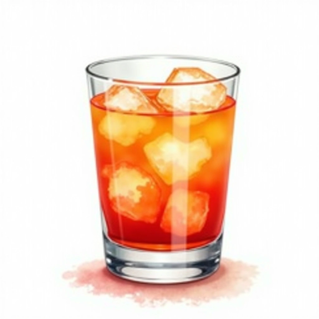 Vampiro cocktail in a old-fashioned glass — made with Tequila, Tomato Juice, and Orange juice