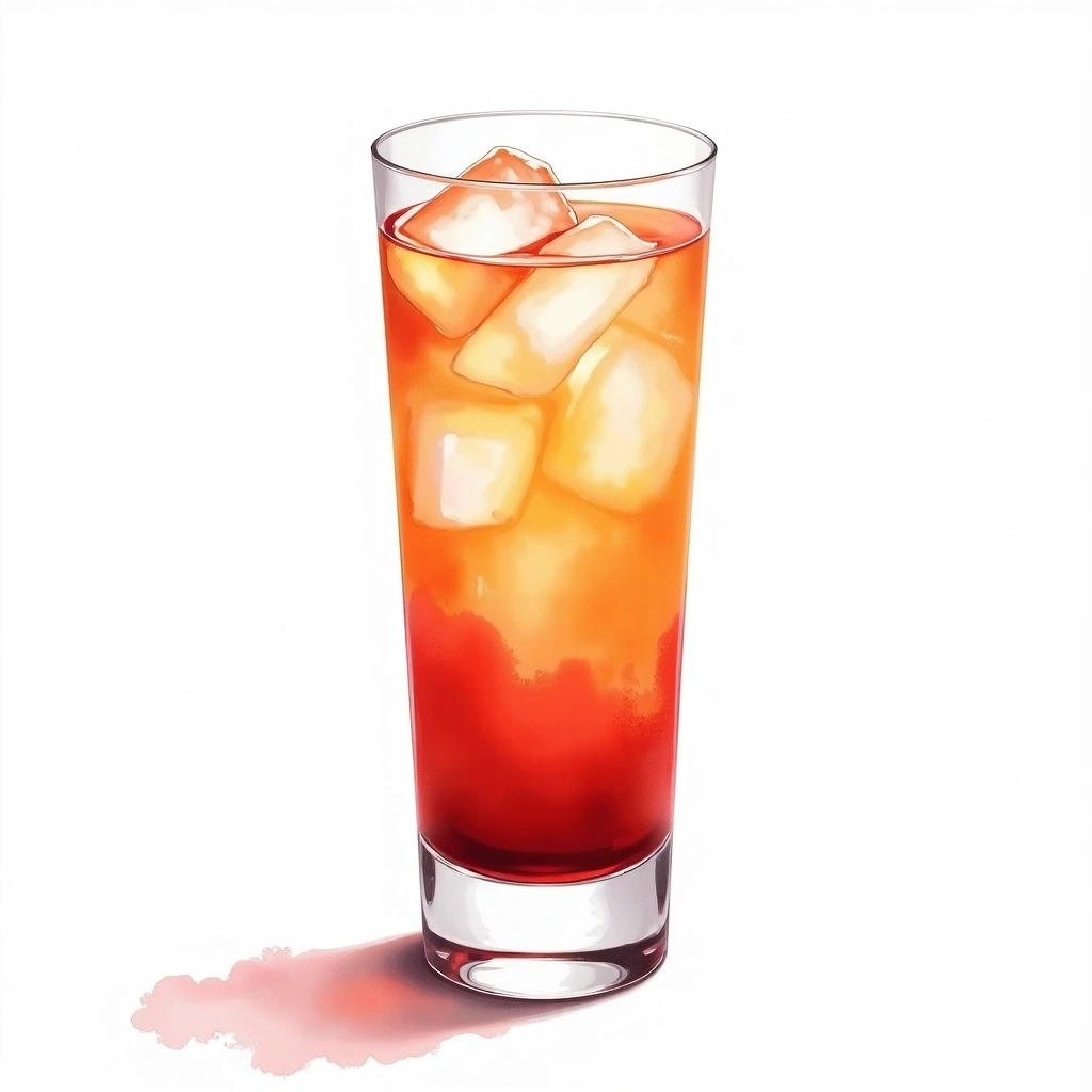 Vermouth Cassis cocktail in a highball glass — made with Dry Vermouth, Creme De Cassis, and Carbonated Water