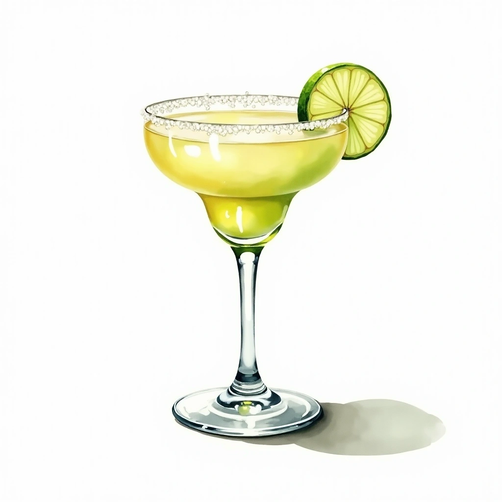 Whitecap Margarita cocktail in a margarita/coupette glass — made with Ice, Tequila, and Cream of coconut