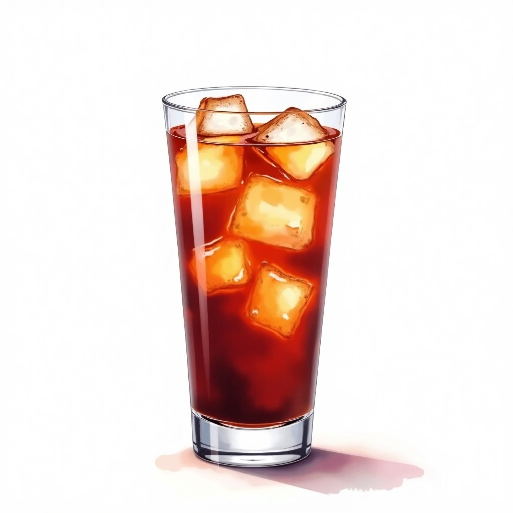 Zambeer cocktail in a collins glass — made with Sambuca, Root beer, and Ice
