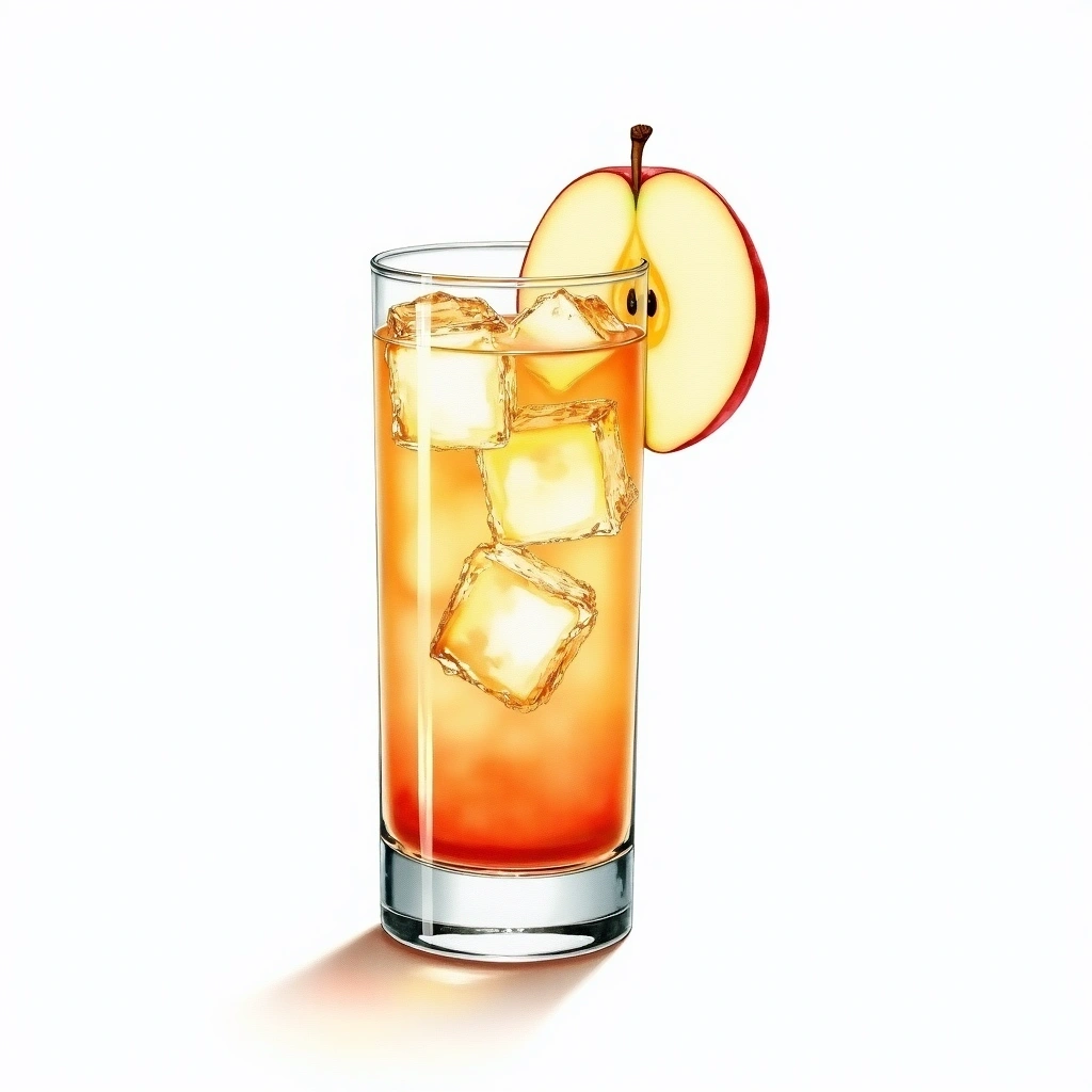 Ziemes Martini Apfelsaft cocktail in a collins glass — made with Vermouth and Apple Juice