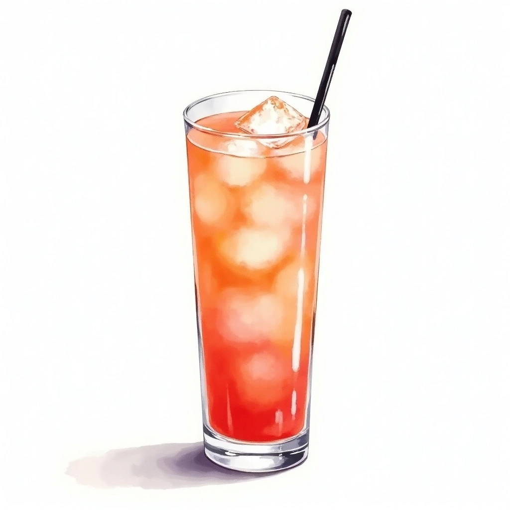 Zinger cocktail in a highball glass — made with Peachtree schnapps and Surge
