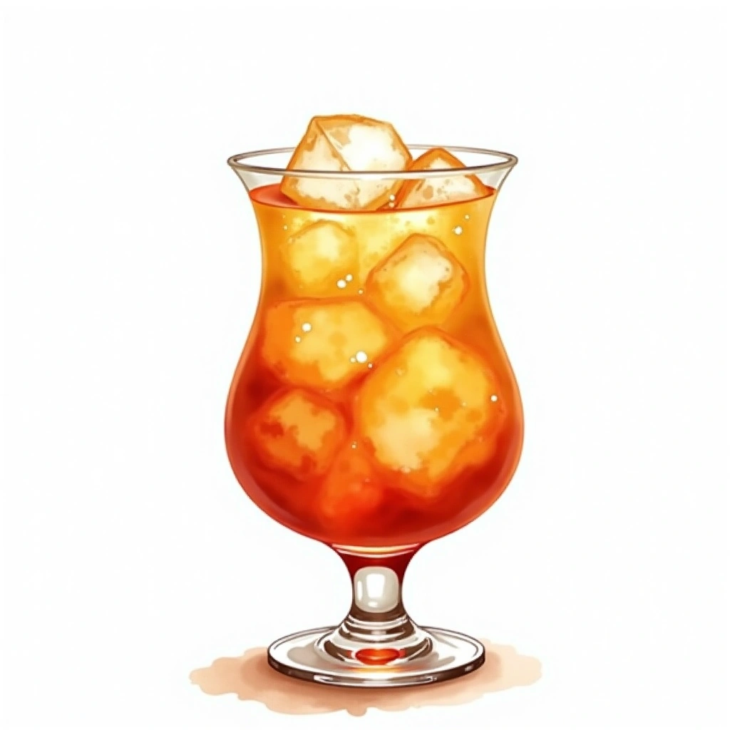 Zombie cocktail in a hurricane glass — made with Rum, Gold rum, and 151 proof rum