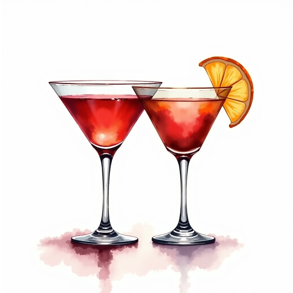 Date Night cocktail occasion — watercolor illustration