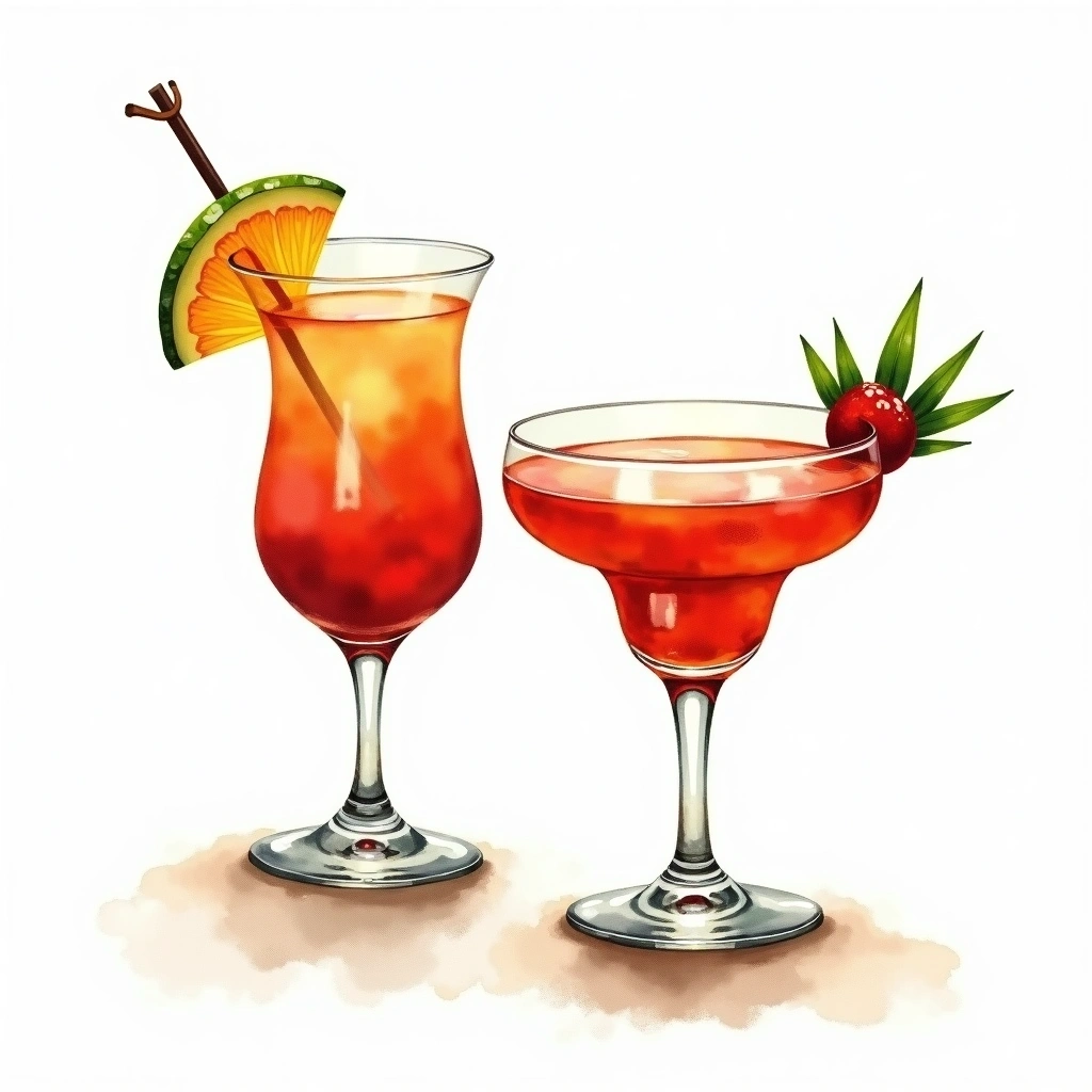 Tropical cocktail occasion — watercolor illustration