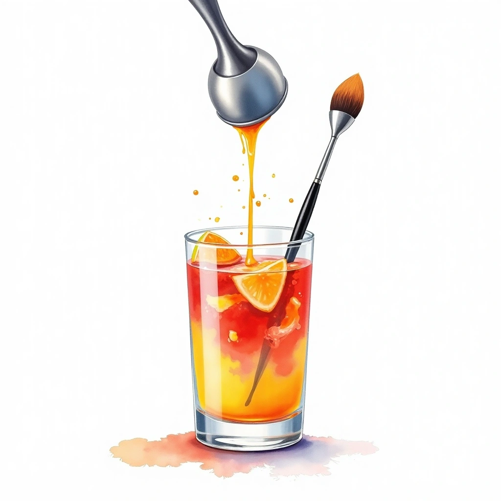 Blending cocktail technique — watercolor illustration