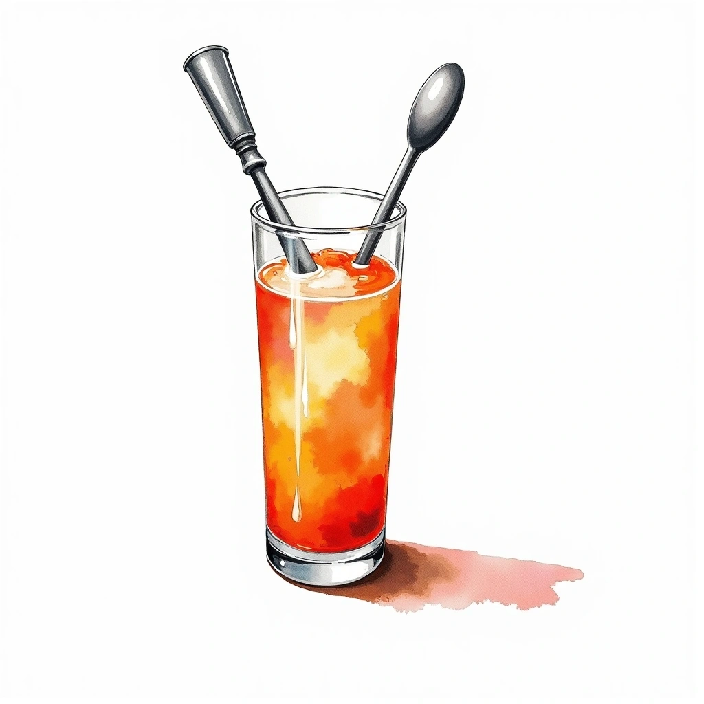 Building cocktail technique — watercolor illustration