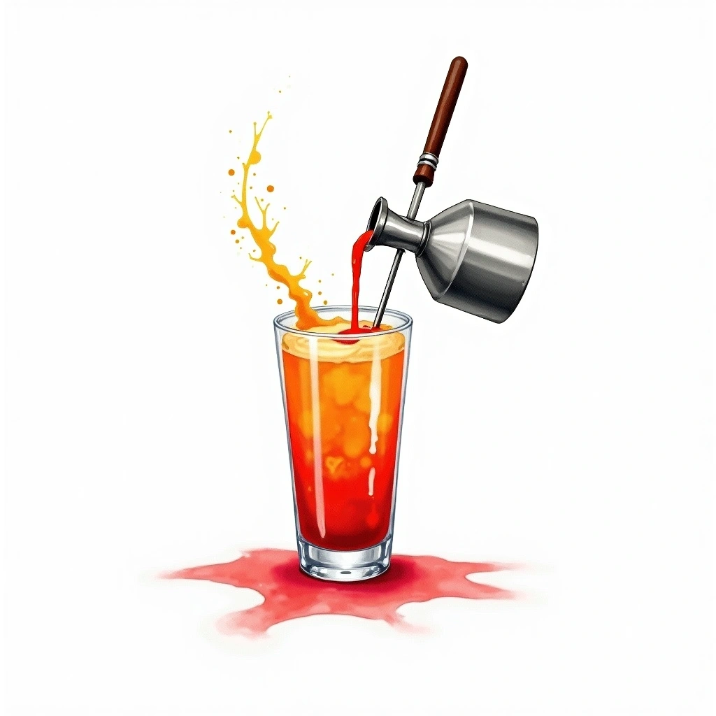 Fat-Washing cocktail technique — watercolor illustration