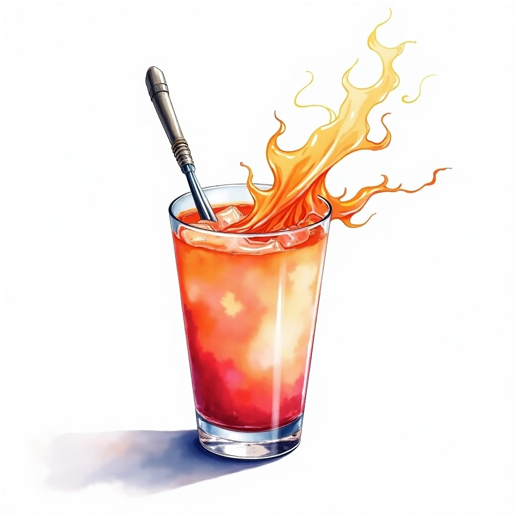 Flash Blending cocktail technique — watercolor illustration