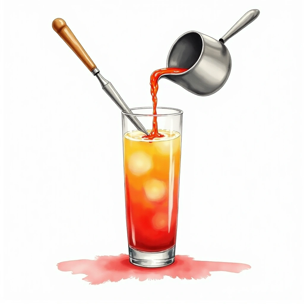 Infusing cocktail technique — watercolor illustration