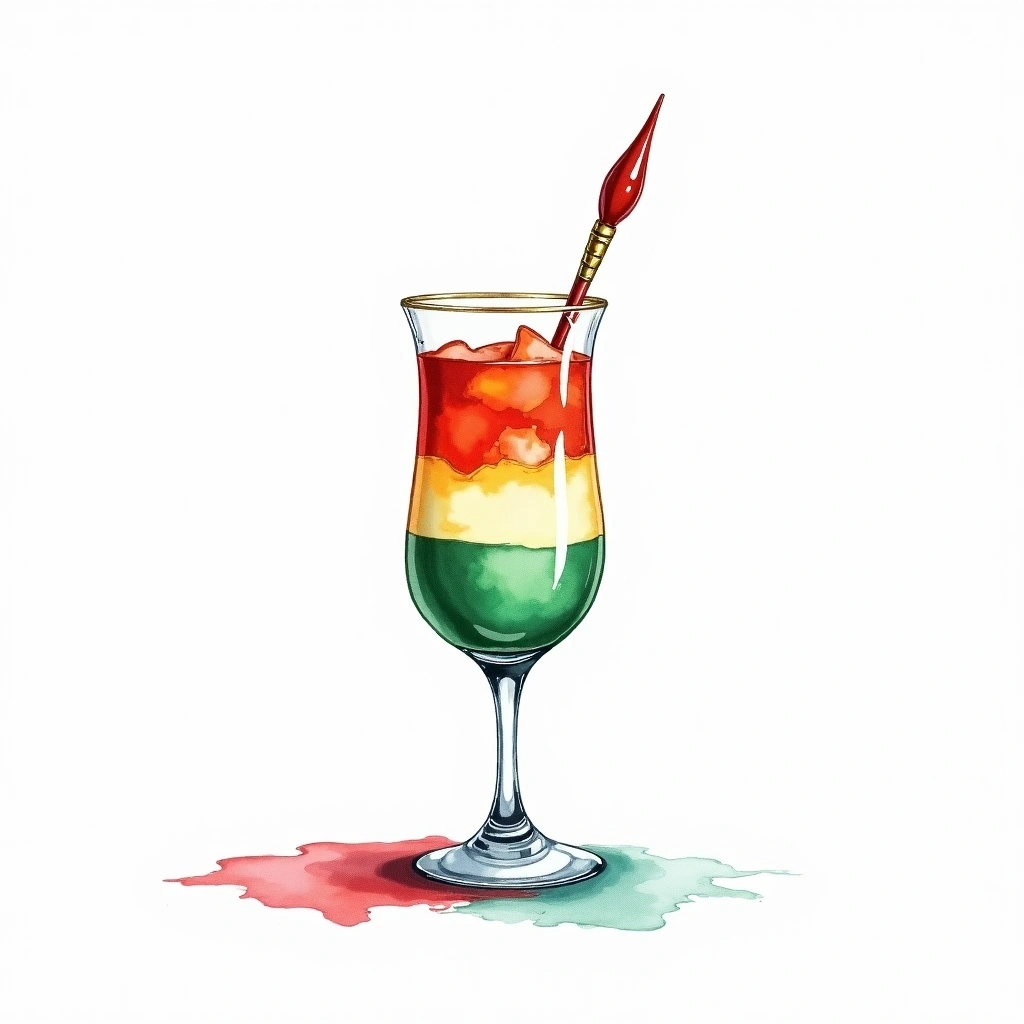 Layering cocktail technique — watercolor illustration