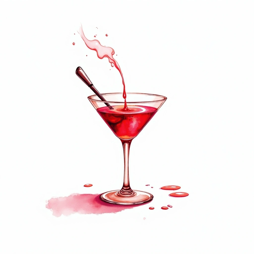 Rinsing cocktail technique — watercolor illustration