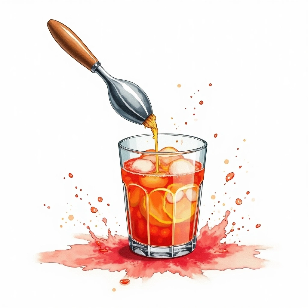 Sous Vide Infusing cocktail technique — watercolor illustration