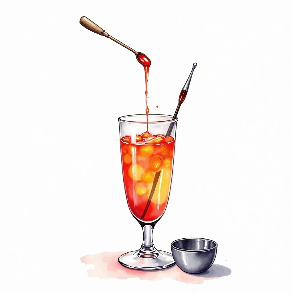 Stirring cocktail technique — watercolor illustration