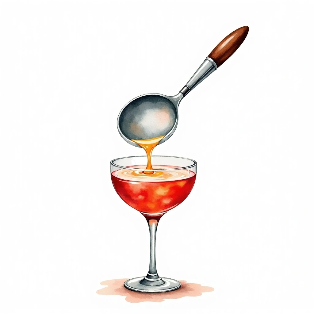 Straining cocktail technique — watercolor illustration