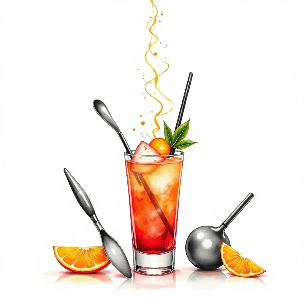 Superjuicing cocktail technique — watercolor illustration