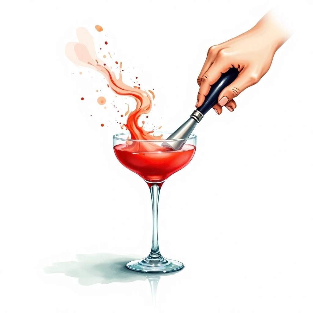 Throwing cocktail technique — watercolor illustration